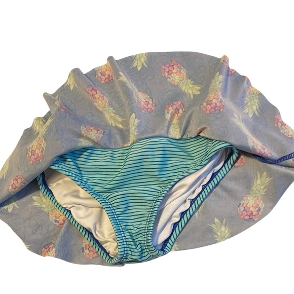 Blue and Green Pineapple Print Rashguard Swim Set - Picture 4 of 5